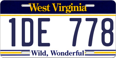WV license plate 1DE778