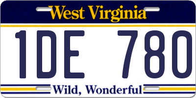 WV license plate 1DE780