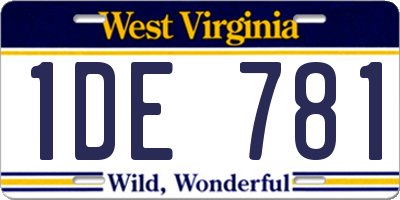 WV license plate 1DE781
