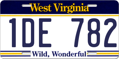 WV license plate 1DE782