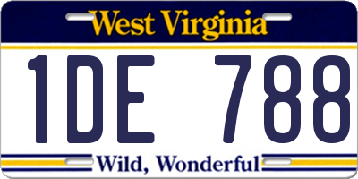 WV license plate 1DE788