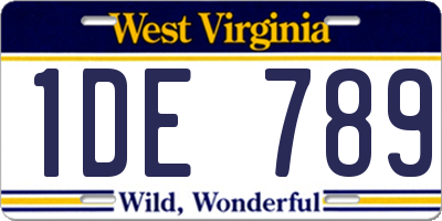 WV license plate 1DE789