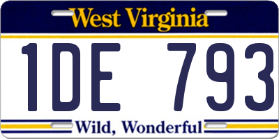 WV license plate 1DE793