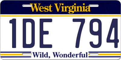 WV license plate 1DE794
