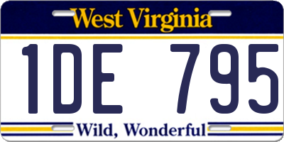 WV license plate 1DE795
