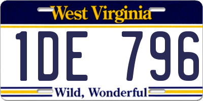 WV license plate 1DE796