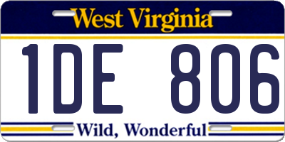 WV license plate 1DE806