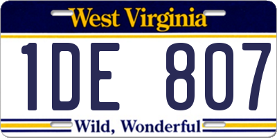 WV license plate 1DE807