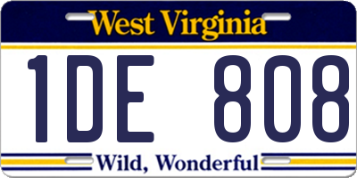 WV license plate 1DE808