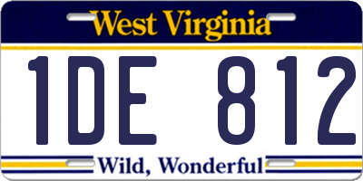 WV license plate 1DE812