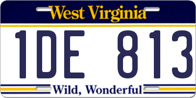 WV license plate 1DE813
