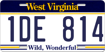 WV license plate 1DE814
