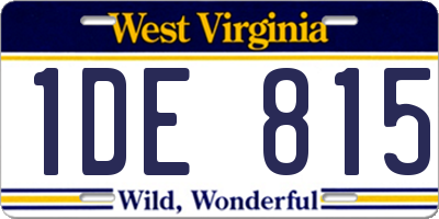 WV license plate 1DE815