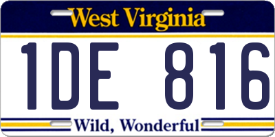 WV license plate 1DE816