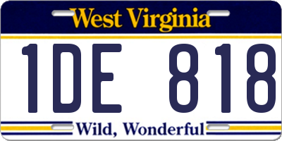 WV license plate 1DE818