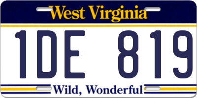 WV license plate 1DE819