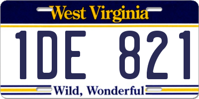 WV license plate 1DE821