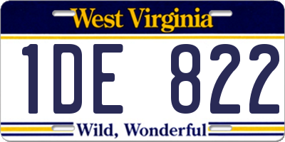 WV license plate 1DE822