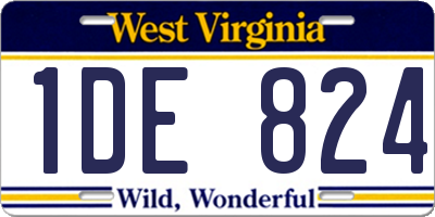 WV license plate 1DE824