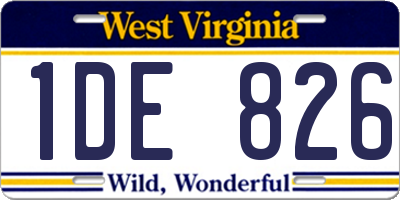WV license plate 1DE826