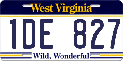 WV license plate 1DE827