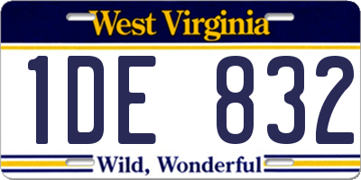 WV license plate 1DE832