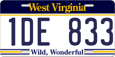 WV license plate 1DE833