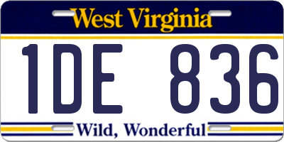 WV license plate 1DE836