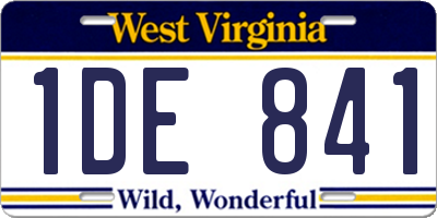 WV license plate 1DE841