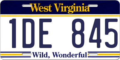 WV license plate 1DE845