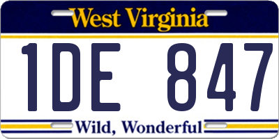 WV license plate 1DE847