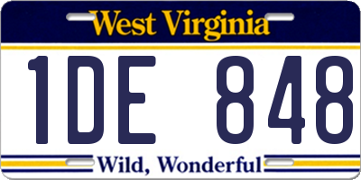 WV license plate 1DE848