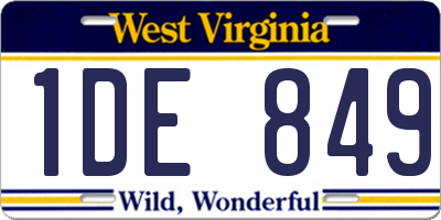 WV license plate 1DE849