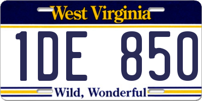 WV license plate 1DE850