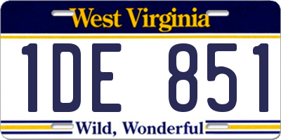 WV license plate 1DE851