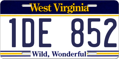 WV license plate 1DE852