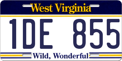 WV license plate 1DE855