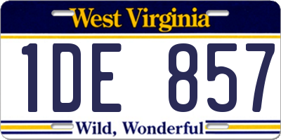 WV license plate 1DE857