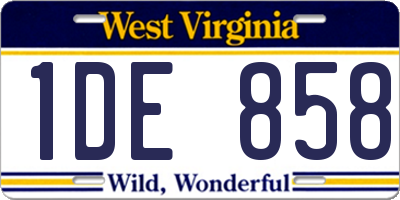 WV license plate 1DE858