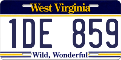 WV license plate 1DE859