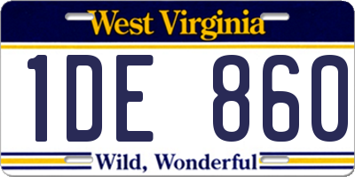WV license plate 1DE860