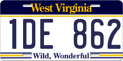 WV license plate 1DE862