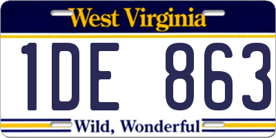 WV license plate 1DE863