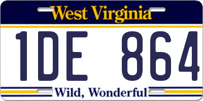 WV license plate 1DE864