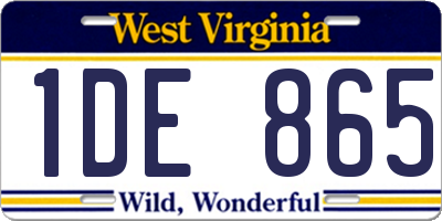 WV license plate 1DE865
