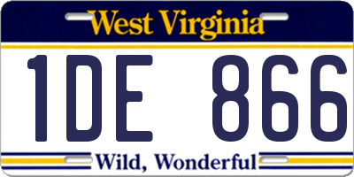 WV license plate 1DE866