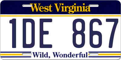 WV license plate 1DE867