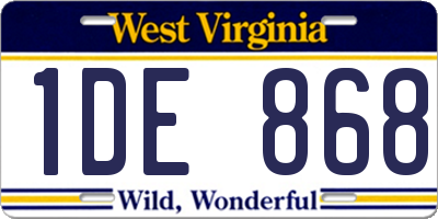 WV license plate 1DE868