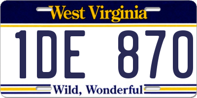 WV license plate 1DE870