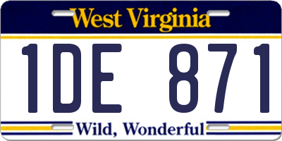 WV license plate 1DE871